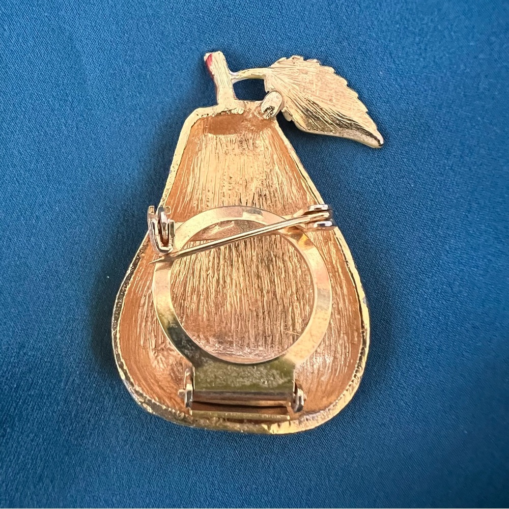 Vintage Enamel Pear Pin Clip Brooch - Picture 2 of 3